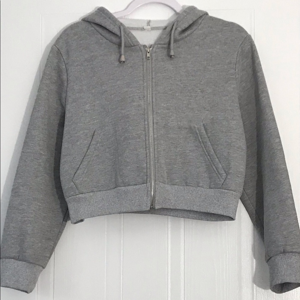Gray Cropped Zip-up Jacket